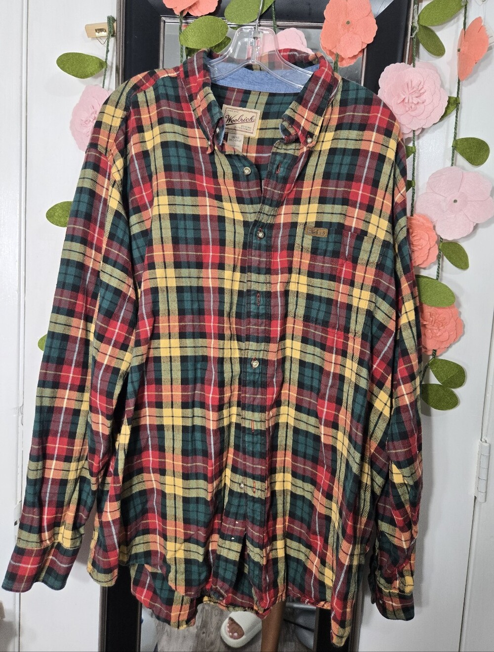 Woolrich Men's Flannel Plaid Long Sleeve Button Down Shirt Sz 2XL